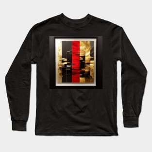 abstract artwork, red gold and black Long Sleeve T-Shirt